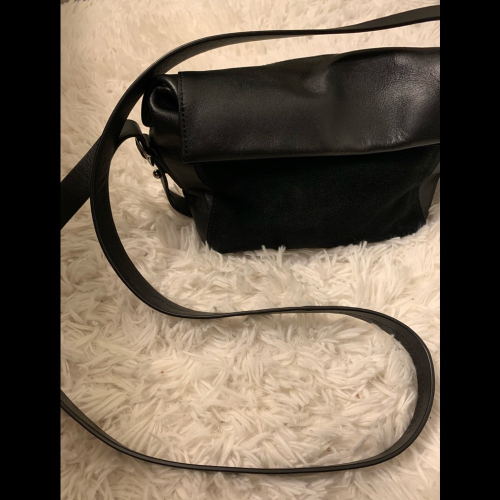 All Saints black leather/suede Maya crossbody bag